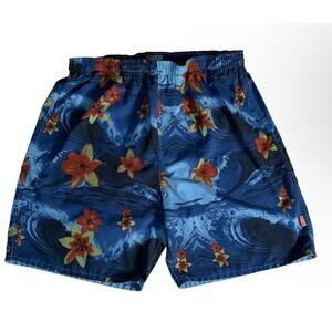 Perry Ellis America Active Large Men's Hawaii-Tropical-Flower Swim Trunks